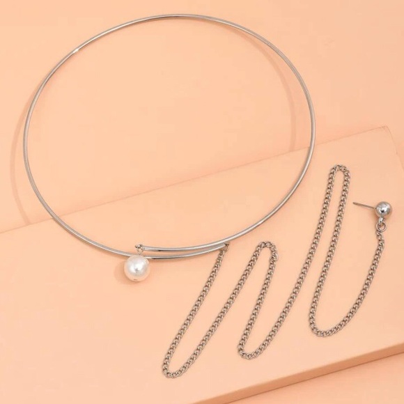 💥3for$28 New Unique Choker Collar Spring Necklace with Attached Earring - Picture 7 of 12